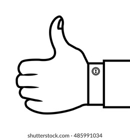 silhouette hand trumb up back isolated