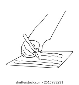 silhouette of hand writing line vector