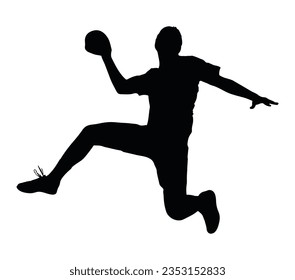 Silhouette of handball player logo design template.