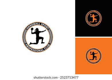 Silhouette of handball player logo design 