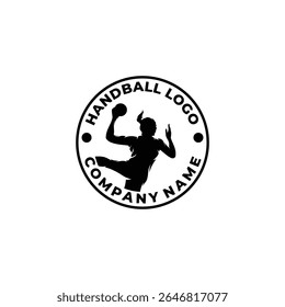 Silhouette of handball player logo design template