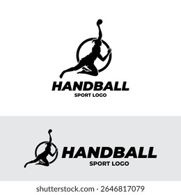 Silhouette of handball player logo design template