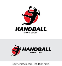 Silhouette of handball player logo design template