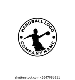 Silhouette of handball player logo design template