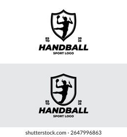 Silhouette of handball player logo design template