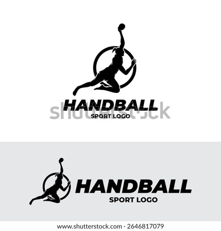 Silhouette of handball player logo design template