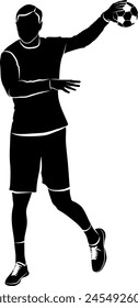 Silhouette of handball player  - vector illustration