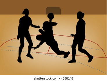 silhouette of handball players