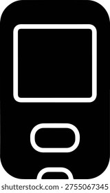 Silhouette handheld electronic device icon with screen and interface vector illustration