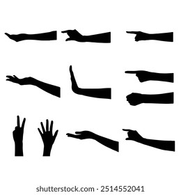Silhouette hands collection vector illustration.