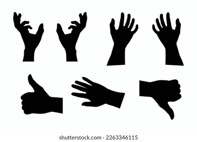 Silhouette hands collections.
Vector illustration.