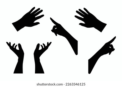 Silhouette hands collections.
Vector illustration.