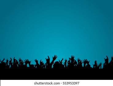 silhouette of hands at a concert. vector illustration