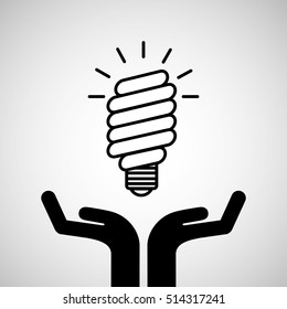 silhouette hands environmentally friendly bulb energy vector illustration eps 10