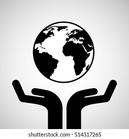 silhouette hands environmentally friendly globe vector illustration eps 10