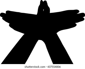 Silhouette of Hands gesture like a bird, freedom concept