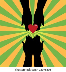 Silhouette of hands giving love symbol