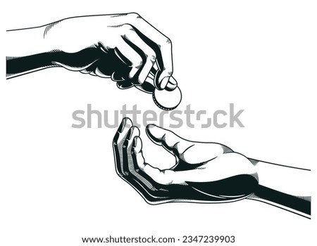 Silhouette Hands Giving Receiving Welfare Money