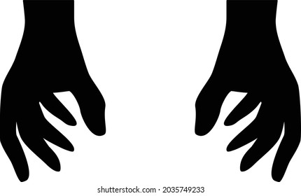 Silhouette of the hands to grab something from the top