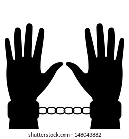 silhouette of hands in handcuffs