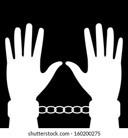 silhouette of hands in handcuffs 