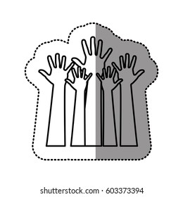 silhouette hands up icon, vector illustration design