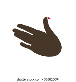 Silhouette hands like a bird. A symbol of peace and love.