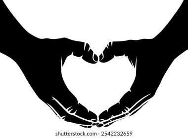 silhouette of hands making a heart shape