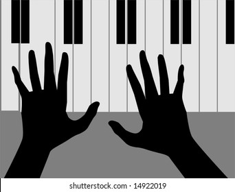 silhouette of hands playing piano	