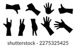 silhouette hands pose collection . Vector illustration.	