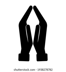 Silhouette hands prayer in flat style. Vector icon. Stock image. EPS 10.