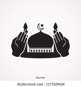 Silhouette Hands Praying Namaz Muslims Prayer Stock Vector (Royalty ...