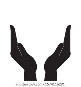 silhouette of hands receiving human isolated icon vector illustration design