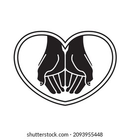 icono de vector de manos de silueta aislado en fondo blanco