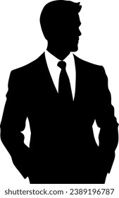 Silhouette of handsome businessman on white background