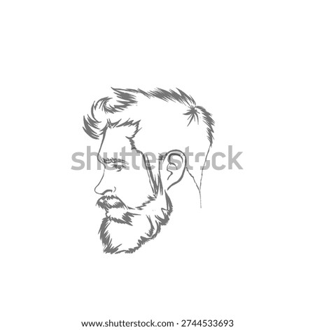 silhouette of a handsome man with a beard and mustache