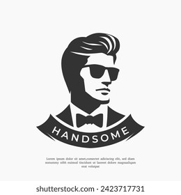 Silhouette Handsome Man Logo Design Template