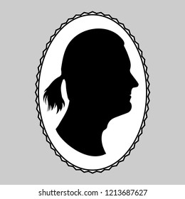 Silhouette of a handsome man. Side view. Black profile of handsome man with hair styled.