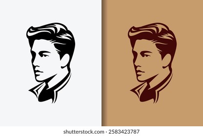 Silhouette of a handsome man's face. 