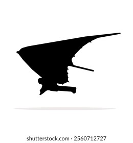 Silhouette of a hang glider in flight. Minimalist vector design with an isolated white background. silhouette Hang glider. Isolated white background.