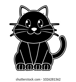 silhouette happy cat cute animal character