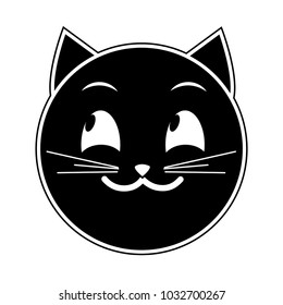 silhouette happy cat face emoji expression