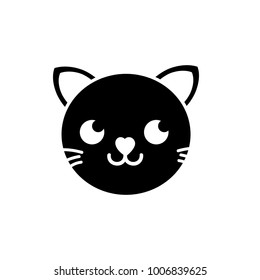 silhouette happy cat head cute animal
