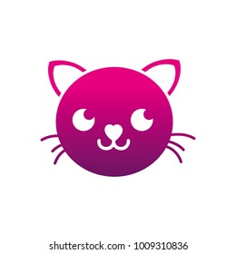 silhouette happy cat head cute animal