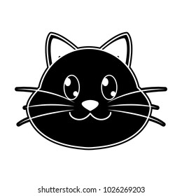 silhouette happy cat head cute animal character