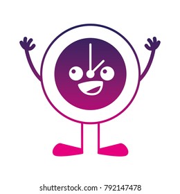 silhouette happy circle clock kawaii with arms and legs