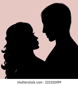 Silhouette a happy couple  