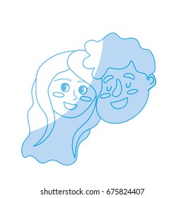 silhouette happy couple face with hairstyle design