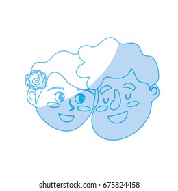silhouette happy couple face with hairstyle design
