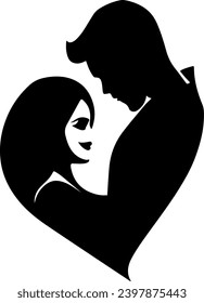 Silhouette of Happy couple love